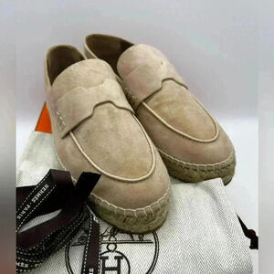 NEW Hermes Trip Women's Espadrilles in Beige Sable  Leather Size 37 Sold Out